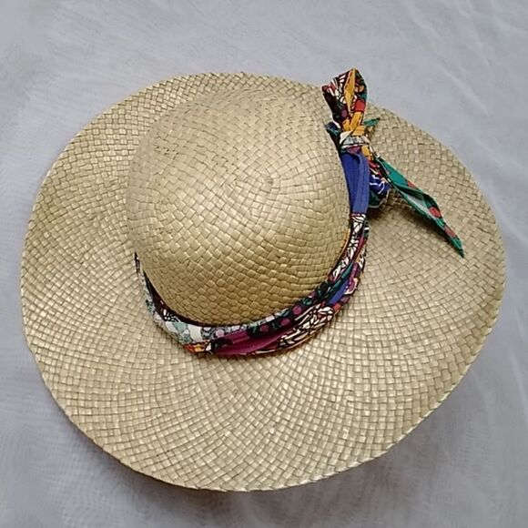 VTG Handmade Summer Straw Happy Cappeers By The Field Company Los Angeles CA Hat main image 12
